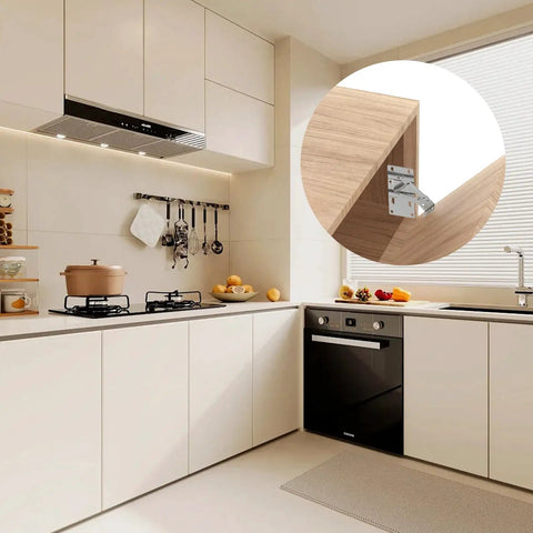 Kitchen view with Four Pack Tip Out Tray Hinges For Flip Up Cabinets, 45 Degree Soft Close Concealed Cabinet Hinges For Kitchen Sink And Bathroom shown in detail