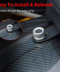 No Sweat Quick Swap Rear Seat Bolt Featuring Carbon Fiber Knob And Aircraft Grade Aluminum For Sweet Motorcycle Mods close-up on knurled design.