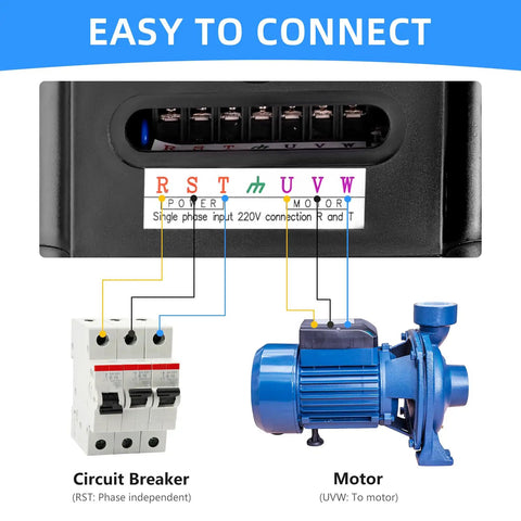 Connection diagram for Beefed Up Seven Point Five KW VFD Variable Frequency Drive 220V 35A For CNC Spindle Speed Control