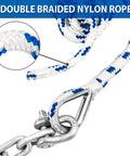 Double braided nylon rope and galvanized chain from Portable Galvanized Fluke Style Anchor Kit With Seventy Five Foot Three Eighths Inch Nylon Rope, Six Point Five Foot Five Sixteenths Inch Chain, Two Five Sixteenths Inch Shackles, Ideal For Boats Sixteen To Twenty Six Feet, Great For River Currents.
