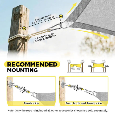 Installation guide for 6 Ft By 6 Ft By 6 Ft Triangle Sun Shade Sail For Outdoor Patio Canopy with mounting instructions.
