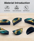 Two Pack Dope Teal White Gold Fluid Art Cabinet Pulls With 3 Inch Hole Center Black Semicircle Drawer Handles displayed on wood surface