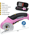 Cordless Electric Scissors With Safety Lock, The Ultimate Mini Rotary Cutter For Cardboard, Leather, Felt, Fabric, Rug, Vinyl, Paper And More, 4.2V Portable Shears In Pink