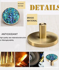 Product details of Six Pack Iridescent Abalone Mosaic Cabinet Knobs With Black Base Dope Stone Look Drawer Pulls with brass base
