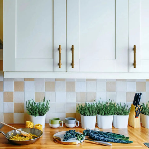 Modern kitchen with 10 Pack 3 Inch Brushed Antique Brass Cabinet Pulls For Kitchen Cabinets Cupboards And Drawers Beefy Sturdy Metal Hardware