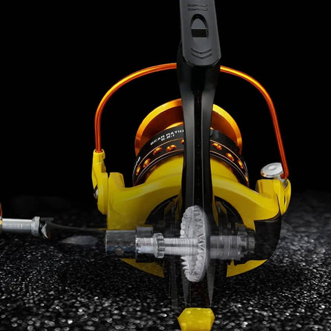 High Speed Fishing Reel With Gear Ratio Five Point Two To One Yellow Metal Casting Reel For Freshwater And Saltwater