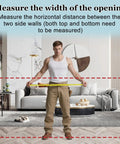 Person measuring doorway width for Extra Wide Baby Gate 53.93 To 57.87 Inches Pressure Mounted Walk Through Swing Auto Close Triple Lock Safety Gate For Stairs Doorways Kitchen Great For Kids And Pets