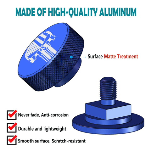 Blue USA Flag Aluminum Pipeliner Fasteners For Welding Helmet Headgear Replacement 1 Pair EZ Swap Corrosion Resistant 6061 T6 Screws