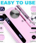 Top Shelf Pro Grade Nail Drill Electric File For Acrylic Gel Polish Killer 35000Rpm Torque With Lcd Screen Forward Reverse Settings Rechargeable Cordless Tool showing speed and power display features.