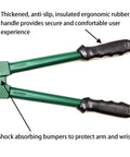 Close-up of 18 inch hand crimper handles from 4 Slot Crimping Swaging Tool Kit for heavy duty high tensile wires and cables.
