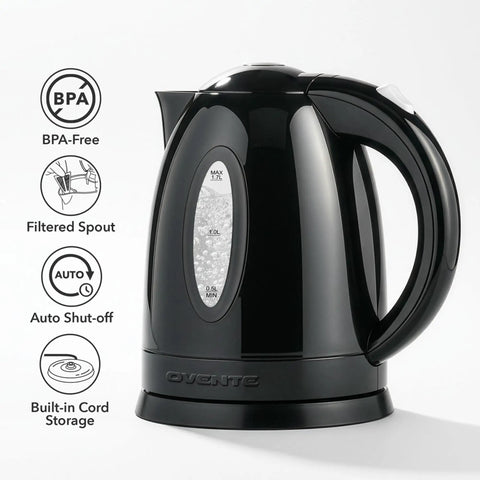 Electric Kettle 1.7 Liter Fast Boil Water Heater For Coffee Or Tea BPA Free With Water Level Gauge Auto Shut Off Boil Dry Protection