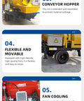 Hardcore Automatic Concrete Mixer Pump With Dead Simple PLC Controls And High Volume Grout Delivery For Foolproof Foundation Pouring And Zero Hassle Job Site Setup with conveyor hopper feature.
