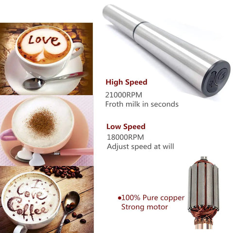 Rechargeable Milk And Coffee Frother Handheld Foam Maker for Lattes Cappuccinos Frappes and Hot Chocolate, barista-grade foam
