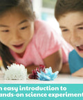 Kids observing crystals from Crystal Growing Science Kit For Kids And Teens, 7 Hands On DIY Lab Experiments With Display Case