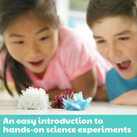 Kids observing crystals from Crystal Growing Science Kit For Kids And Teens, 7 Hands On DIY Lab Experiments With Display Case