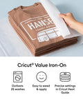 Value Iron-On Rainbow Sampler HTV set on brown T-shirts, easy weeding, durable color retention, budget-friendly heat transfer