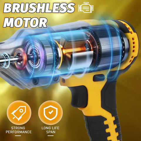 Daspom Brushless Cordless Sheet Metal Shear Compatible With Dewalt 20V Battery Tool Only Heavy Duty Electric Metal Cutting Scissors showing brushless motor detail.