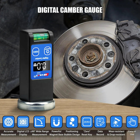 Shop Tested Digital Camber Gauge For Car Alignment Plus Suspension Tuning Arrives With Instant Angle Meter And Rock Solid Magnet Plus Snappy Bubble Readout So Your Wheels Track Flat Right Out The Gate Every Single Time on brake rotor.