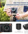 Person holding Durable Aluminum Hand Grip For D-LUX8 Camera With L Shape Bracket And Built In Arca Quick Release Plate outdoors