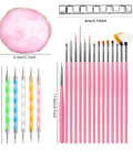 22 Piece Nail Art Tools Set With Gold Edge Resin Palette And 2 Way Acrylic Silicone Engraving Pen And Dotting Pen Kit, brushes and pens