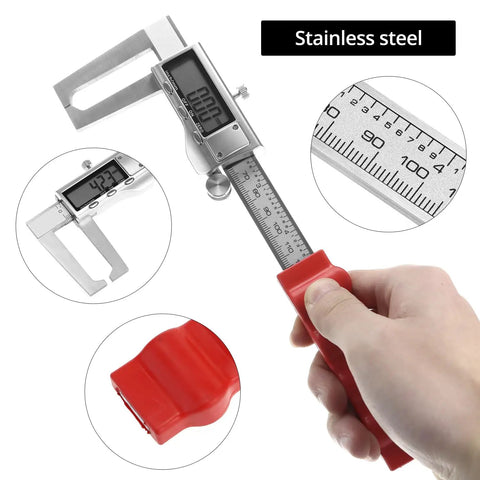 Person using High Precision Digital Caliper For 0 To 6 Inch (0-150 MM) Stainless Steel With Large LCD Display, Ultra Accurate To 0.005 Inch
