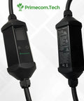Dual Rate 32A And 40A Level 2 EV Charger For Home Use, 240V NEMA 14-50, close-up of control panel and specs label