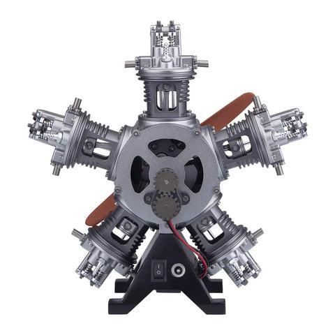 Hands-On 1:6 Five-Cylinder Radial Aircraft Engine Model Kit Premium Metal DIY Electric Engine With 250+ Parts Build Your Own Realistic Airplane Engine For Science Education And Teens, front view