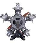 Hands On Five Cylinder Radial Aircraft Engine Model Kit, 1 To 6 Scale, Metal Engine Build For Adults, Educational STEM Toy, Realistic Powerplant Replica, Perfect Gift For Engineers And Makers, front view on stand