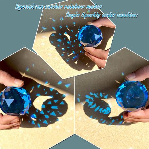 Eye-Catching Gazing Ball Spiral Tail Wind Spinner Crystal Orb With Swivel Hook Sun Catcher Rainbow Maker Hanging Decor For Yard And Garden Rotating Art Ornaments Great Gifts 13-Inch Height blue crystal orb casting rainbow light