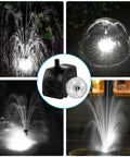 Submersible Pond Fountain Pump With Lit LED Lights, 15W 800 Liters Per Hour Flow, Ultra Quiet Water Pump in action with nozzle