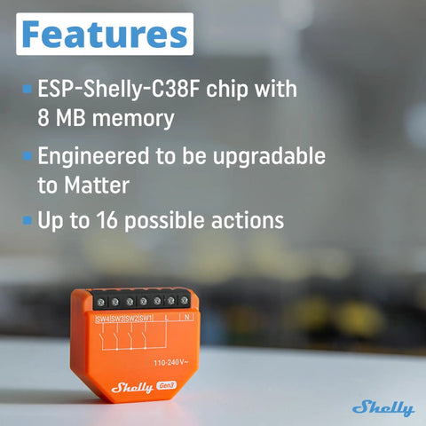 I4 Gen3 WiFi Smart 4 Digital Inputs Controller For Relays, Automate Lights Blinds Scenes device with ESP-Shelly-C38F chip