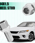 M14x1.5 Ball Seat Wheel Bolts And Lug Studs Set For Quick Wheel Swaps, 27mm Shank, Chrome Finish, Alloy Steel, 8.8 Grade with car
