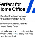 Text promoting OfficeJet Pro 8139e Wireless All In One Color Inkjet Printer With Print Scan Copy Fax Auto Document Feeder Duplex For Home Office AI Features And 1 Year Instant Ink Trial Included for home office use.