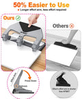 Heavy-Duty 3 Hole Punch for Binders, 50-Sheet Capacity, shows easier punching with longer lever, ideal for office use