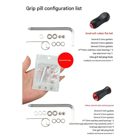 Upgrade Your Fishing Game With These Soft Rubber Handle Knobs For Spinning And Baitcasting Reels Featuring Ultra Light Bearings And Anti Slip Grip For Better Bass And Trout Handling. kit with 4mm bearings, gaskets, wrench, and two rubber knobs