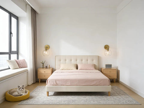 Bedroom with Brass Boho Vanity Light Vintage Gold Wall Sconce For Bathroom And Hallway Hardwired Industrial Fixture With Double Hole Round Glass Shade