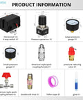 Air Compressor Pressure Switch Control Valve 95 To 125 PSI With 0 To 180 PSI Regulator And Safety Relief Valve 110 To 240V Ready 4 Way Replacement Part For Home Garage Shop Use displayed with components like pressure gauges, relief valve, and couplings.
