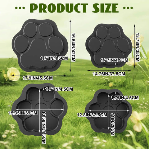 Two Big Paw Print Stepping Stone Molds Set 16 Inch And 13 Inch Concrete Textured Plastic Craft Molds For Garden Decor