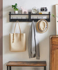 Coat Rack Shelf Wall Mount With 8 Hooks Set Of 2 Thirty One And A Half Inch Floating Shelf And Hat Rack Black Slick Entryway Organizer