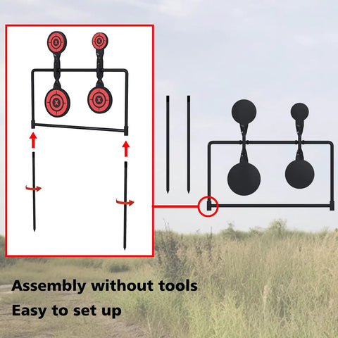Auto Reset Steel Spinner Targets Set For Outdoor Shooting Three Eighth Inch Thick Metal, diagram with assembly steps