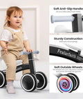 Toddler on black Toddler Balance Bike With Four Colorful LED Wheels That Light Up When They Move No Batteries Needed Great First Bike