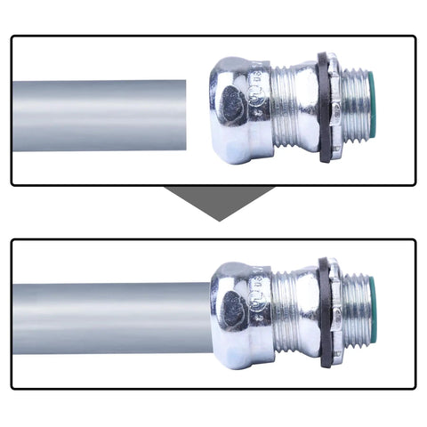 Ten Pack 1/2 Inch EMT Raintight Compression Connectors Zinc Plated Steel Insulated Waterproof Box Connector CULus Listed Fittings