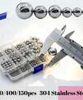 Stainless Steel Bearing Balls Kit With Pro Grade Precision Balls In Multiple Sizes 10 And 15 Includes 520 400 And 150 Pcs Sets For Smooth Operation And Durable Rust Resistant Performance In Precision Machining And DIY Hobby Projects.