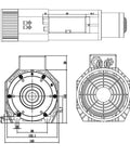 Professional Air Cooled Spindle Motor 9Kw 220V 380V With Automatic Tool Change Iso30 Collet For Cnc Milling Routers technical drawing with dimensions.