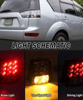 Mitsubishi Outlander EX Right Side Tail Light Assembly For 2007-2013, Outer Brake Lamp with Waterproof PC Lens in action
