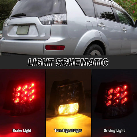 Mitsubishi Outlander EX Right Side Tail Light Assembly For 2007-2013, Outer Brake Lamp with Waterproof PC Lens in action
