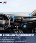 Car interior showing HVAC Blend Door Actuator Replacement controls for driver, recirculation, and passenger temperature zones.