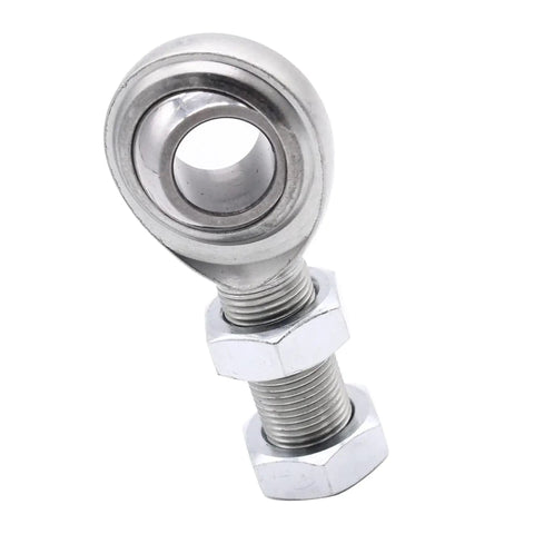Beefy Heavy Duty Three Quarter Inch Steering Shaft Support Heim Joint Rod End Set For Universal Street Rod Applications 1045 Steel Body With RH Jam Nuts Two Piece Tight Tolerances Seven Thousandths Of An Inch, close-up