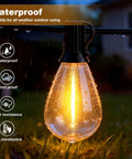 50Ft Outdoor String Lights With Remote Control, Waterproof LED Patio Lights With 19 Plus 1 S11 Bulbs, lit bulb in rain