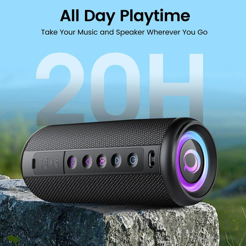 Portable Bluetooth Speaker With Bluetooth 5.4, 20W HD Loud Stereo Sound, TWS Pairing, RGB Lights, IP7 Waterproof